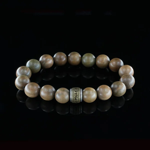 Vanying Stone Six-Syllable Mantra Fragrant Color-Shifting Green Sandalwood Bracelet