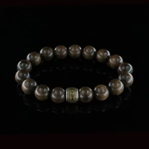 Vanying Stone Six-Syllable Mantra Premium Straight-Grain Golden Sandalwood Bracelet