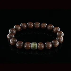 Vanying Stone Six-Syllable Mantra Premium Straight-Grain Golden Nanmu Bracelet