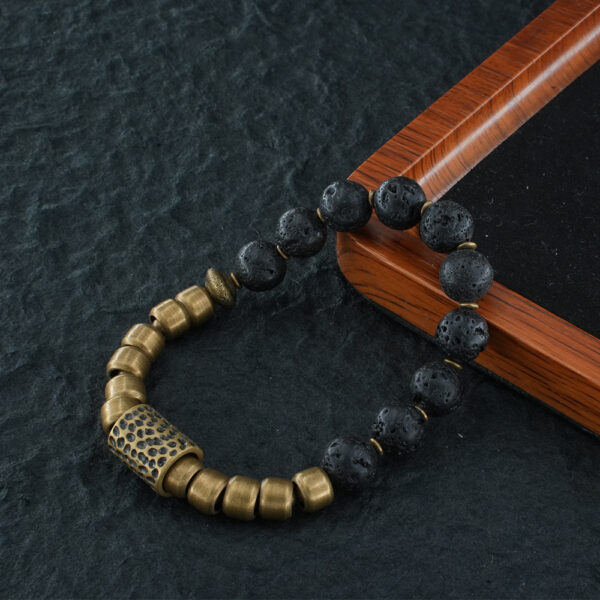 Vanying Stone Energy Healing Volcanic Rock & Brass Bracelet