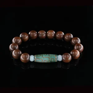 Vanying Stone Nine-Eyes Dzi Golden Sandalwood Bracelet