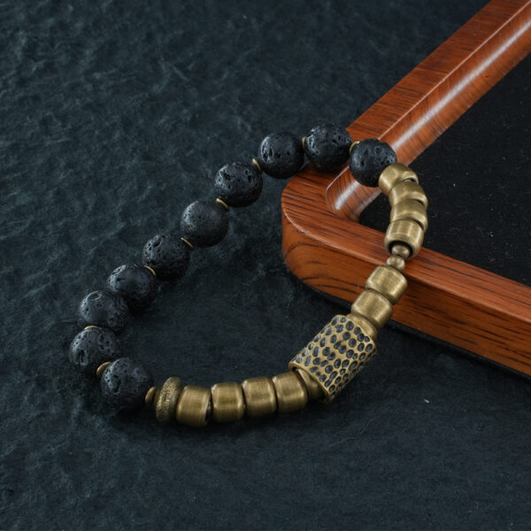 Vanying Stone Energy Healing Volcanic Rock & Brass Bracelet