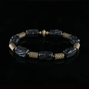 Vanying Stone Energy Sphere Ebony & Brass Bracelet