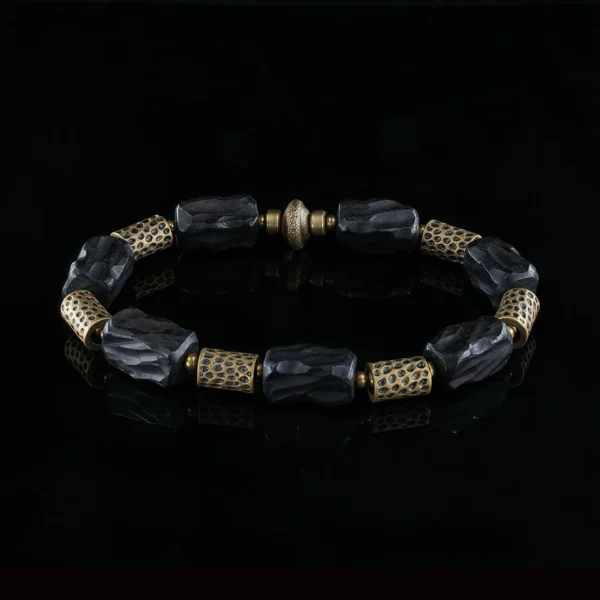 Vanying Stone Energy Sphere Ebony & Brass Bracelet