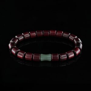 Vanying Stone Bamboo-Joint Buddha Beads Blood Sandalwood & Hetian Jade Bracelet