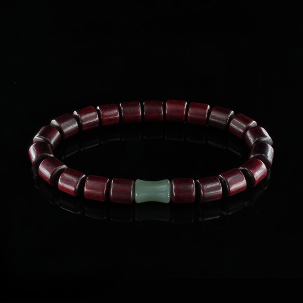 Vanying Stone Bamboo-Joint Buddha Beads Blood Sandalwood & Hetian Jade Bracelet