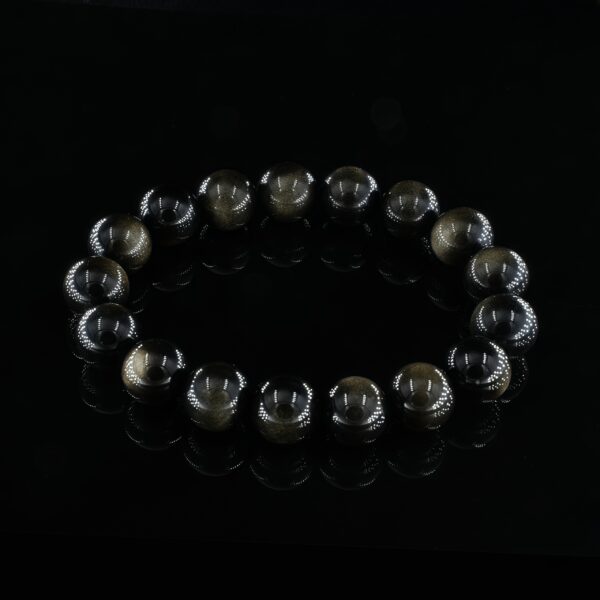Vanying Stone 12mm Golden Sheen Obsidian Bracelet