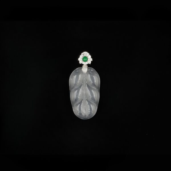 Vanying Stone Leaf-Carved Jadeite Pendant