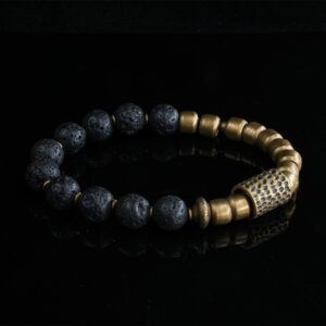 Vanying Stone Energy Healing Volcanic Rock & Brass Bracelet