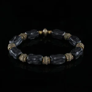 Vanying Stone Energy Sphere Ebony & Brass Bracelet