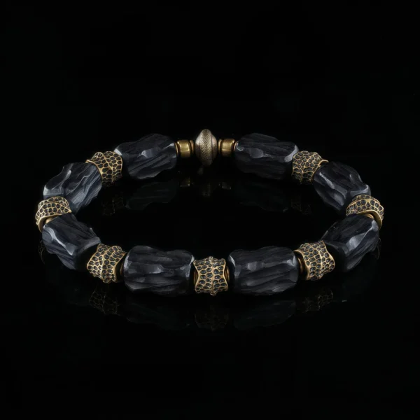 Vanying Stone Energy Sphere Ebony & Brass Bracelet