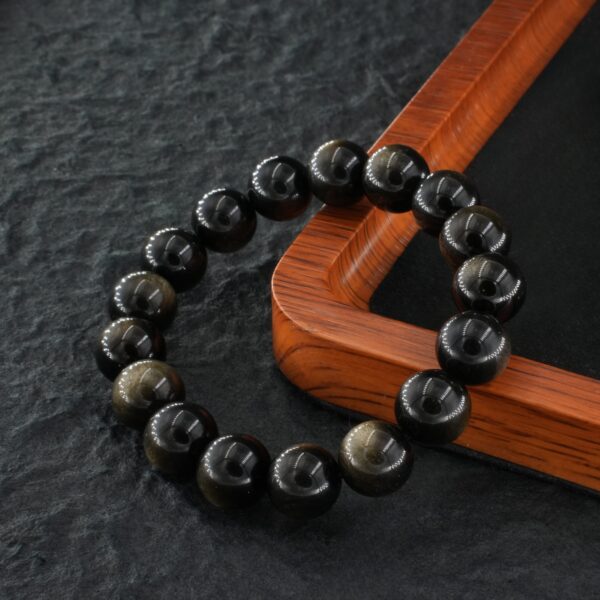 Vanying Stone 12mm Golden Sheen Obsidian Bracelet