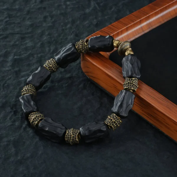 Vanying Stone Energy Sphere Ebony & Brass Bracelet