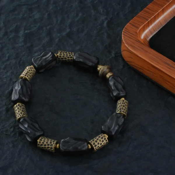 Vanying Stone Energy Sphere Ebony & Brass Bracelet