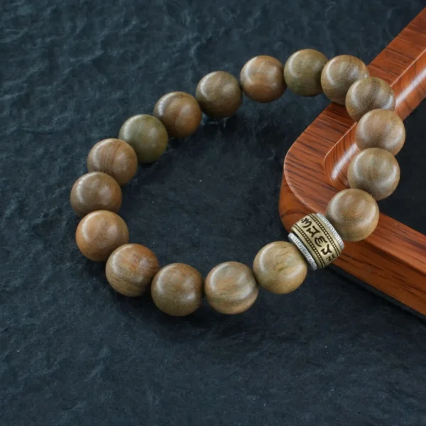 Vanying Stone Six-Syllable Mantra Fragrant Color-Shifting Green Sandalwood Bracelet