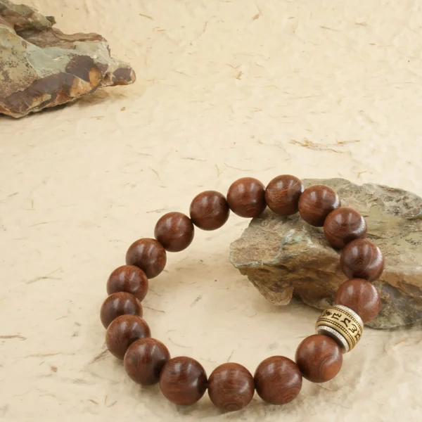 Vanying Stone Six-Syllable Mantra Premium Straight-Grain Golden Nanmu Bracelet