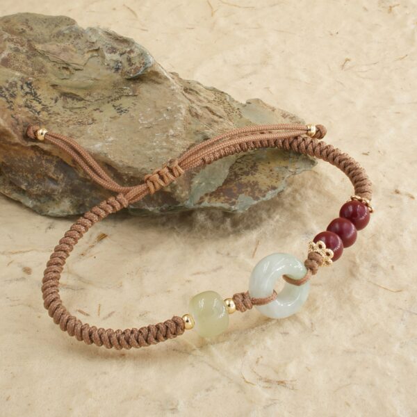 Vanying Stone Brown Braided Safety Knot Bracelet