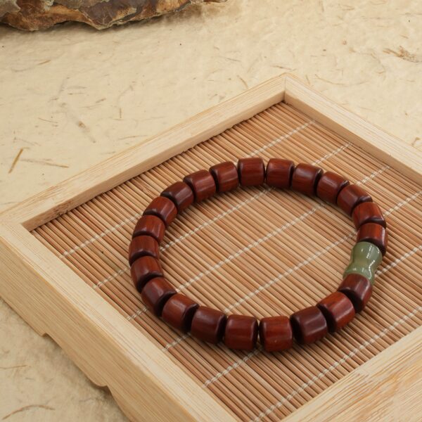 Vanying Stone Bamboo-Joint Buddha Beads Blood Sandalwood & Hetian Jade Bracelet
