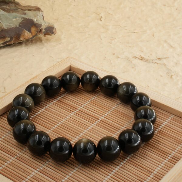 Vanying Stone 12mm Golden Sheen Obsidian Bracelet