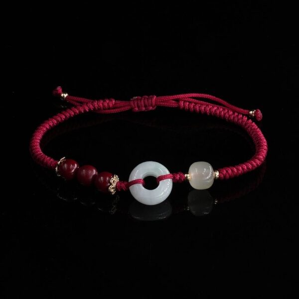 Vanying Stone Red Braided Lucky Knot Bracelet